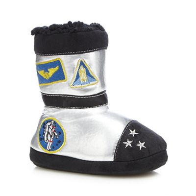 bluezoo Boys' silver astronaut slipper boots